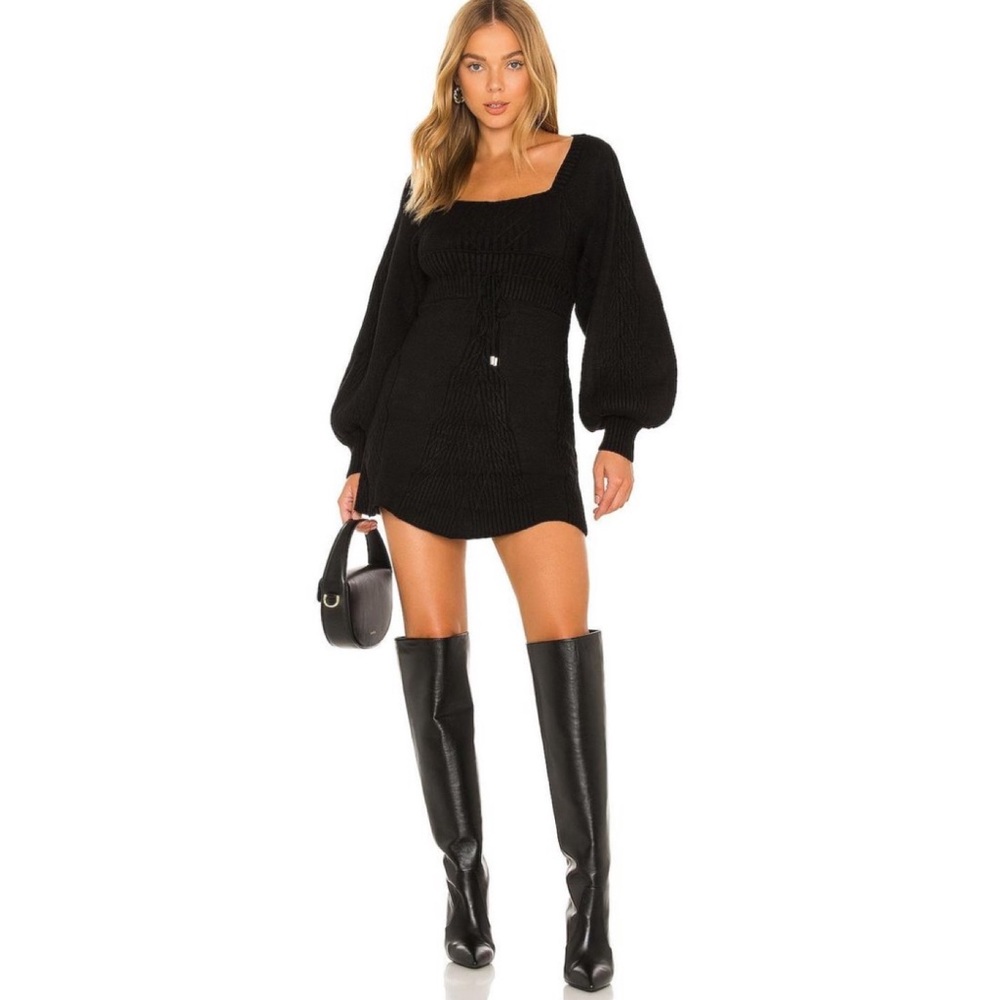 Free People Emmaline Mini Sweater Dress - Black